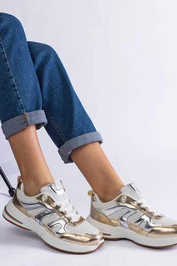 Sportssneakers i stof med...