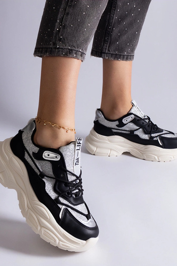 Sorte sneakers med glimmerindsatser Rigel 2