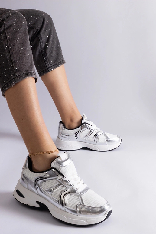 Hvide og sølv Ena sportssneakers