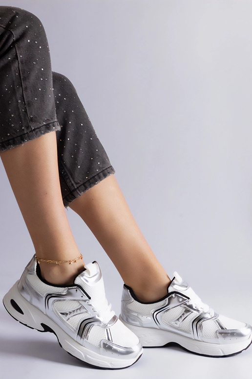 Hvide og sølv Ena sportssneakers