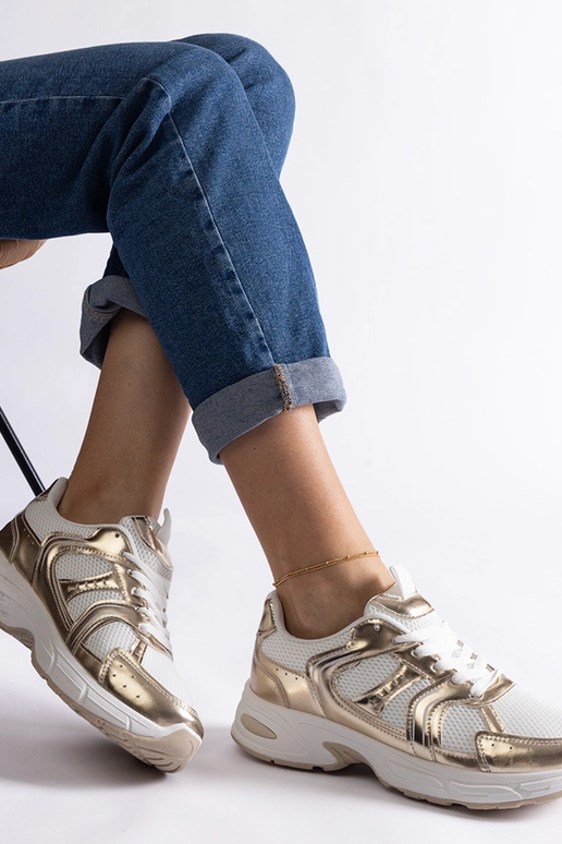 Hvide og guld Ena sportssneakers