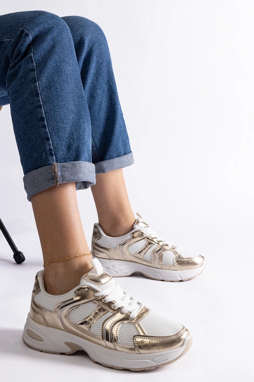 Hvide og guld Ena sportssneakers