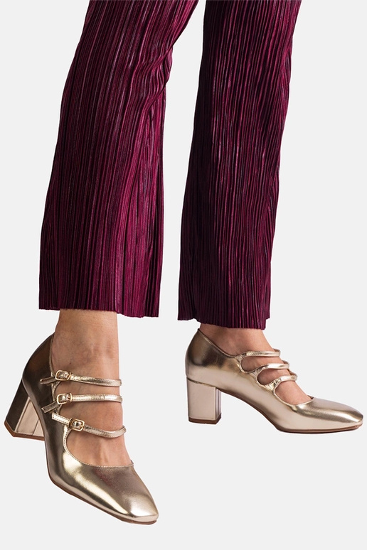 Guld pumps med blokhæl og dekorative... Guld pumps med blokhæl og dekorative...