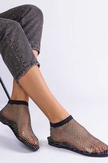 Sorte mesh sandaler med zirkoner Antalia 2