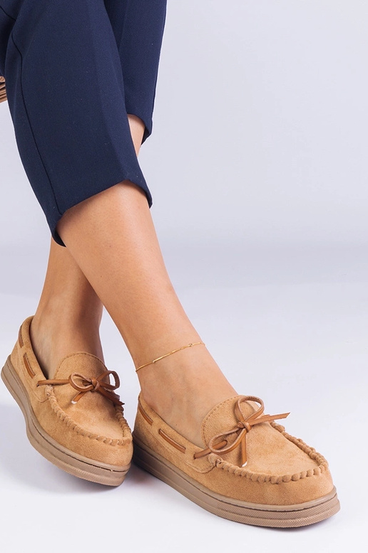 Bruine dames kunstsuède schoenen met...