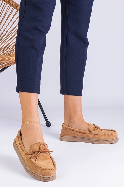 Bruine dames kunstsuède schoenen met...