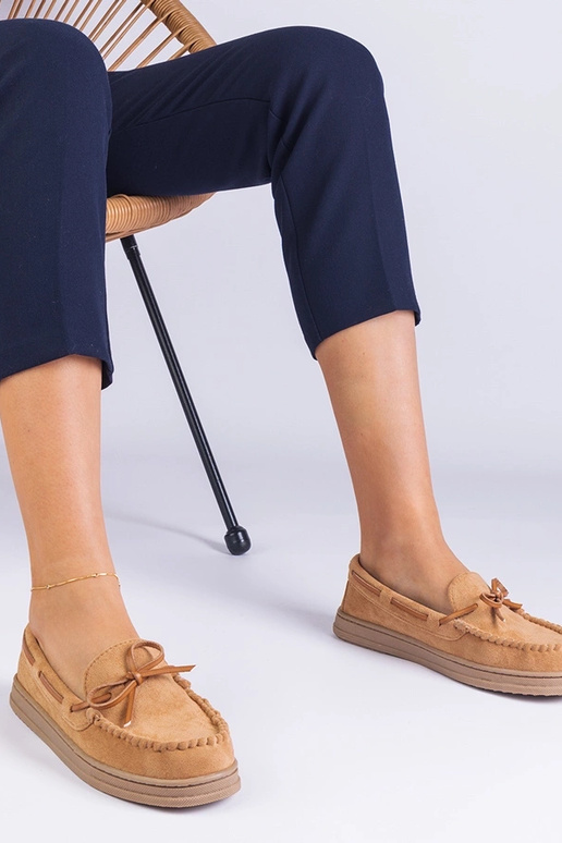 Bruine dames kunstsuède schoenen met...