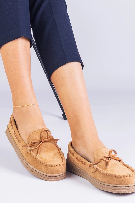 Bruine dames kunstsuède schoenen met...