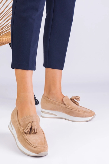 Beige dame loafers på... 2