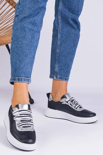 Sorte damesneakers dekoreret med glitter Kasabella