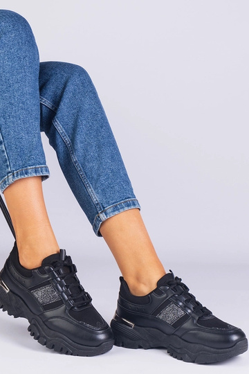 Sorte damesneakers dekoreret med glimmer Ariella