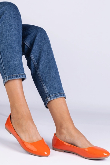 Aurika Orange Laklæder Ballet Flats