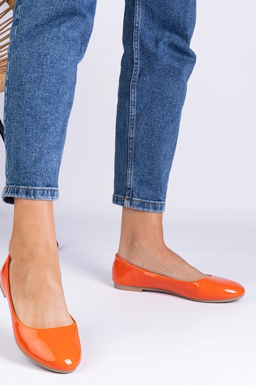 Aurika Orange Laklæder Ballet Flats