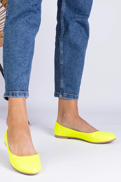Aurika Neon Gul Laklæder Ballet Flats