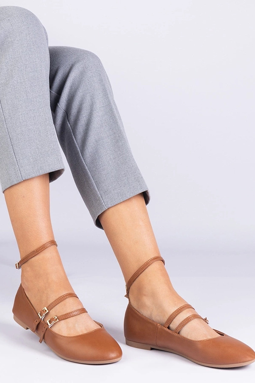 Brune ballerinaer i imiteret læder...