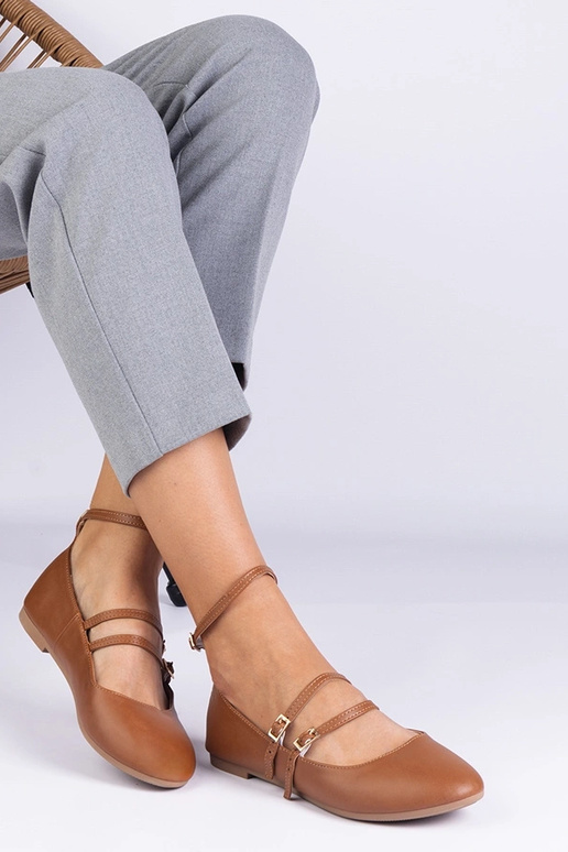 Brune ballerinaer i imiteret læder...