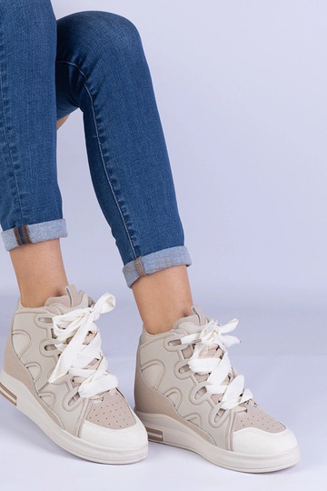 Beige damesneakers med...