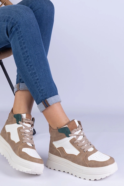 Beige sportssneakers til kvinder på...