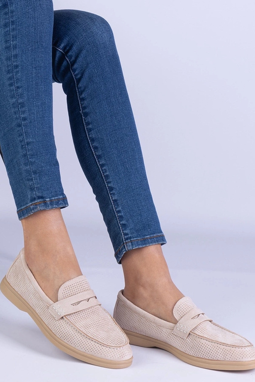 Zandkleurige klassieke geperforeerde...