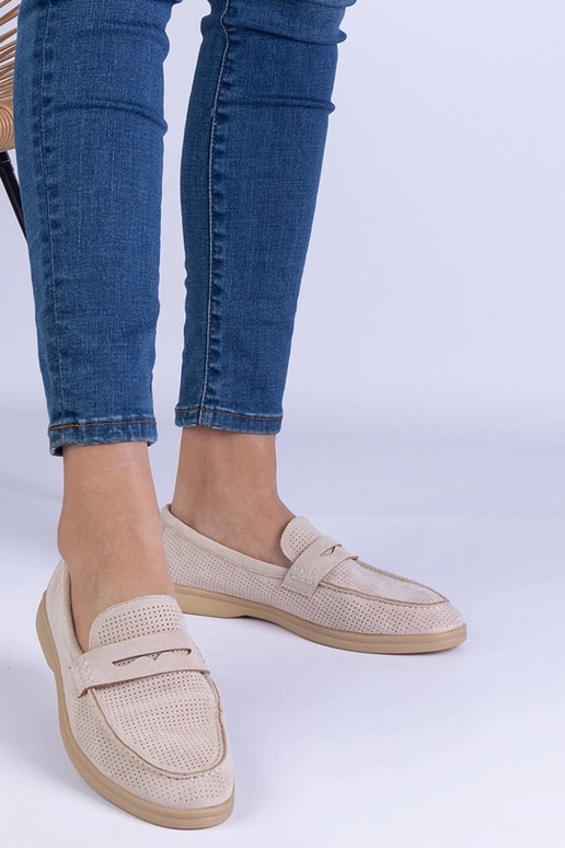 Zandkleurige klassieke geperforeerde...