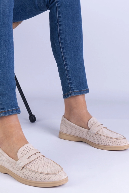 Zandkleurige klassieke geperforeerde...