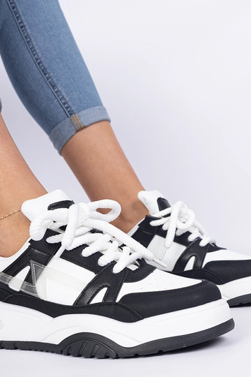 Luciana zwart-witte sneakers met dikke veters 2