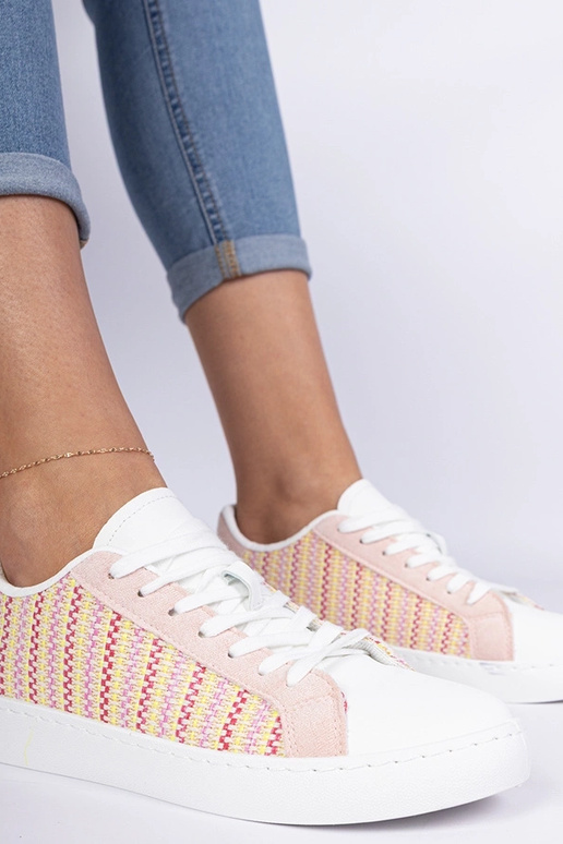 Bellisio roze dames sneakers van stof Bellisio roze dames sneakers van stof