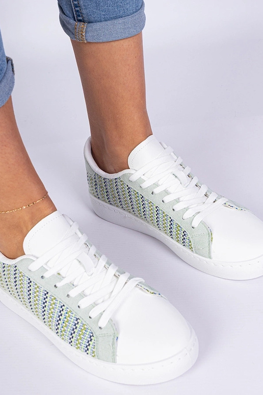 Bellisio groene dames sneakers van stof