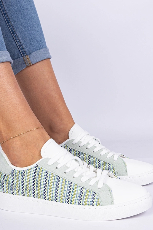 Bellisio groene dames sneakers van stof