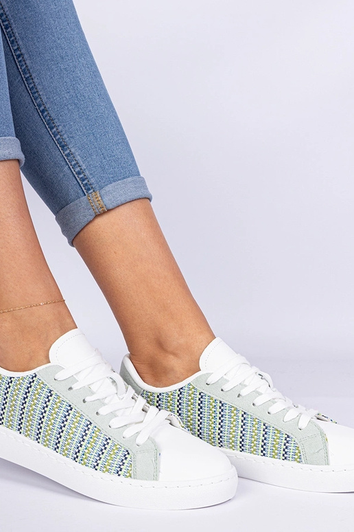 Bellisio groene dames sneakers van stof