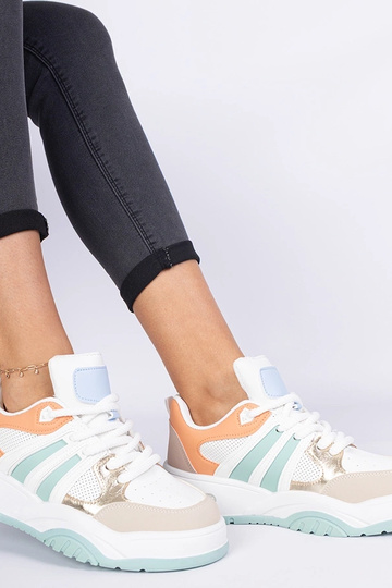 Bartella oranje dames sneakers met zware veters