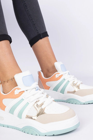 Bartella oranje dames sneakers met zware veters 2