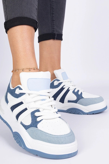 Bartella blauwe dames sneakers met zware veters