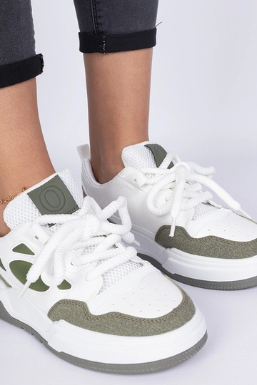 Alpacco groene dames sneakers met zware veters
