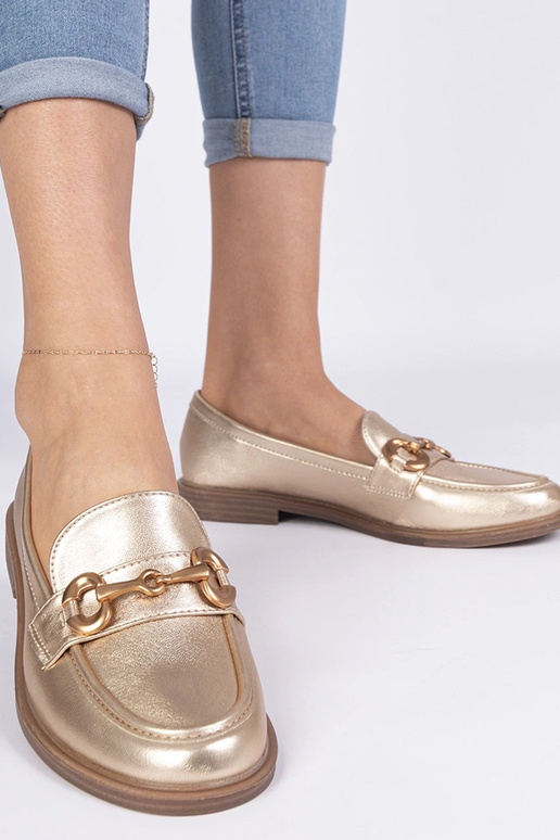 Gouden dames mocassins met gouden... Gouden dames mocassins met gouden...