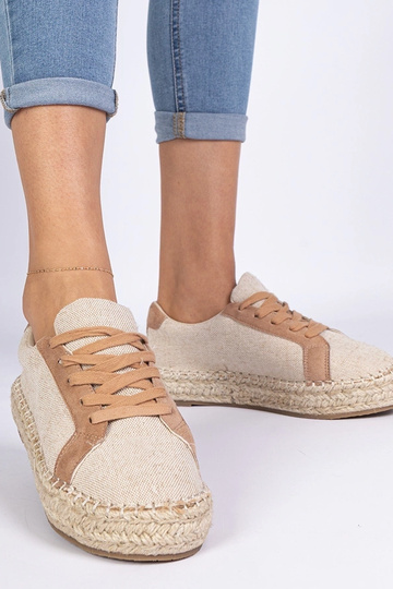 Bruine dames espadrilles met veters Malsi