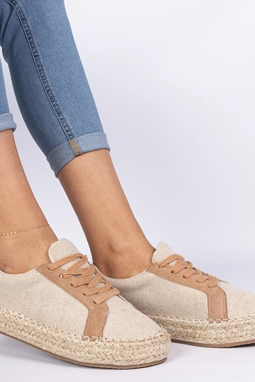 Bruine dames espadrilles met veters Malsi 2