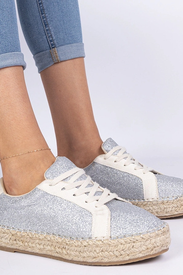 Zilveren dames espadrilles versierd met glitters Taredo 2