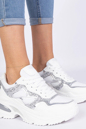 Witte damessneakers versierd met glitter Sandoria 2