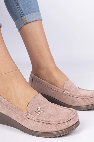 Roze dames mocassins op platform van kunstsuede Sarimi 2
