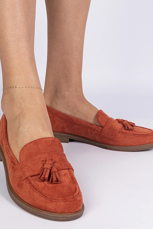 Oranje dames mocassins van kunstsuede...