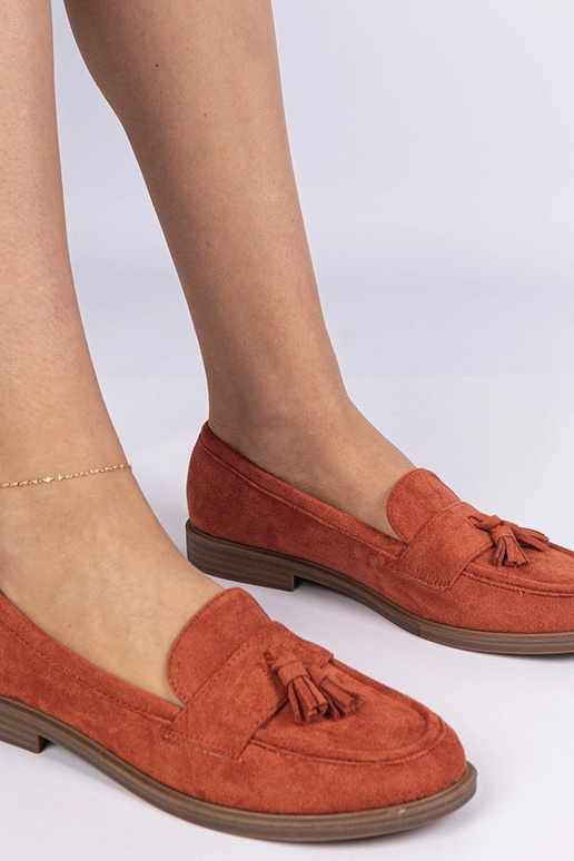 Oranje dames mocassins van kunstsuede...