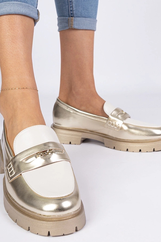 Gouden damesschoenen met witte inzet... Gouden damesschoenen met witte inzet...