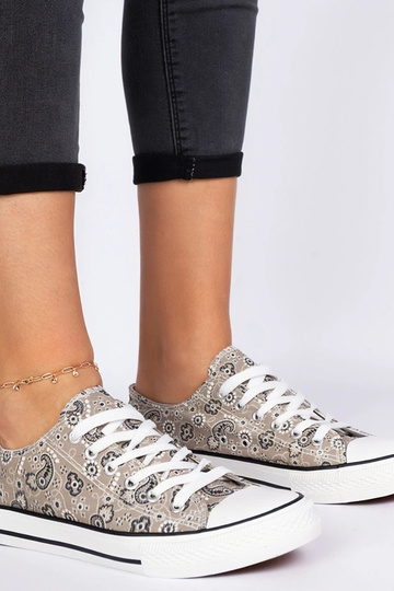 Bruine dames stoffen schoenen in Azteekse stijl Kalusa