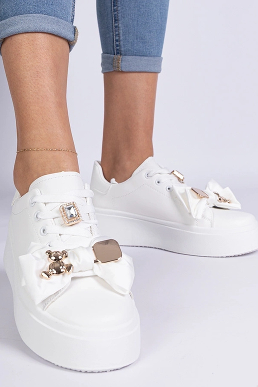 Milonel witte dames sneakers versierd...