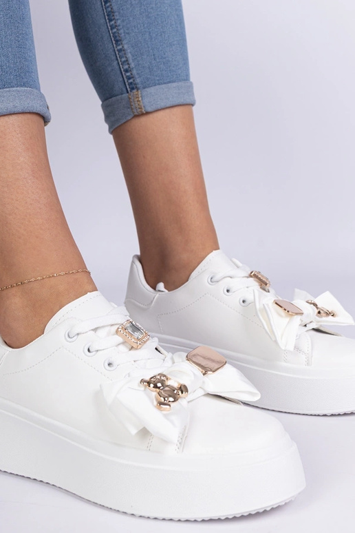 Milonel witte dames sneakers versierd...