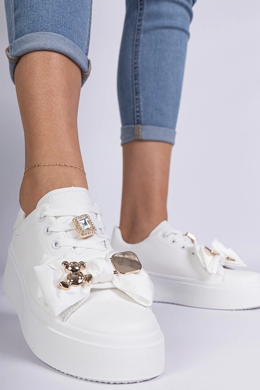 Milonel witte dames sneakers versierd...