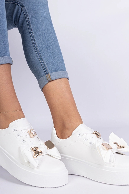 Milonel witte dames sneakers versierd...