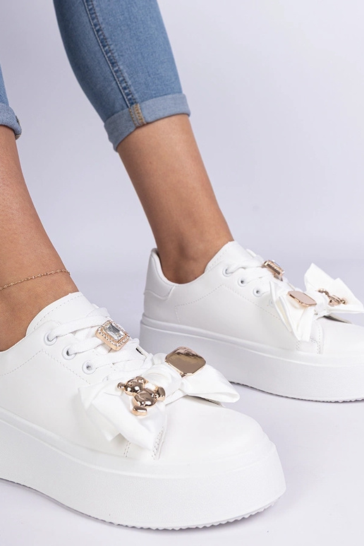 Milonel witte dames sneakers versierd...