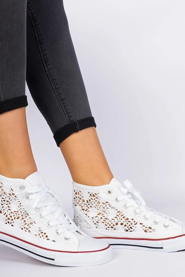 Lesli witte dames ażurowe sneakers